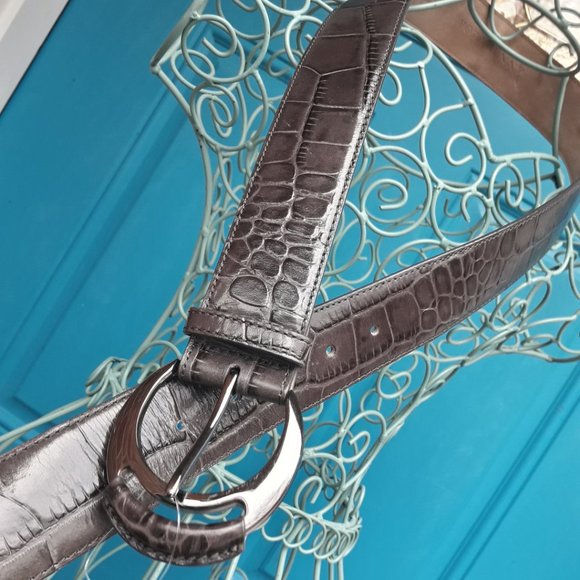 Genuine Leather Belt Alligator Embossed Wide Womens Real Patten Leather Belt M - Picture 6 of 16